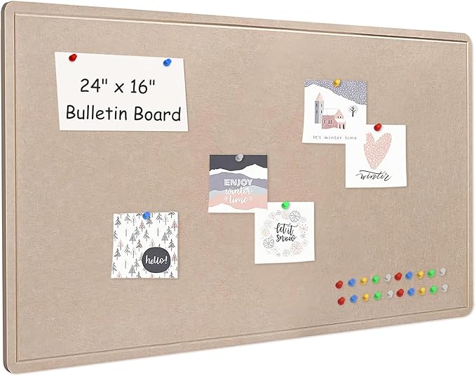 Cork Board Alternative, Decorative Foldable Felt Bulletin Board 24 * 16 Inches, Alternative Photo Board Self-Adhesive Vision Board, Decorative Pin Board (Rectangle Light Camel)