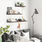 YGEOMER Floating Shelves for Wall, Different Sizes Dark Carbonized Pine Wall Shelves for Living Room, Bathroom, Bedroom, Kitchen, Home Decor (Set of 4)