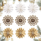 EASY JOY 9Pcs Christmas Hanging Decorations - 3D Paper Christmas Tree Hanging Decor Log White Snowflake Ornaments Christmas Decorations Outdoor Indoor for Xmas Party,Boho Home,Window Door Decor