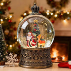 Christmas Snow Globes Lantern, Santa Claus and Reindeer Christmas Decorations Indoor, 6H Timer Battery & USB Powered Light Up Musical Snow Globes for Kids Women Adults Gift Thanksgiving Home Decor