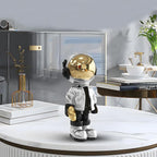Dosker Small Astronaut Statues Mini Spaceman Sculpture Polyresin Arts Gifts Silver Figurine Ornament Room Decor for Men,Home and Desktop Accessories Tabletop Decoration, Living Room, Office, Bookshelf