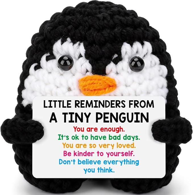 Belatelove Inspirational Crochet Doll - Funny Cute Little Handmade Crochet Doll Penguin Mother's Day Cute Birthday Graduation Gifts for Coworkers College Friends Women
