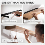 Homeforia 18 inch Golden Oak Floating Shelf, High End Solid Real Wood 18inch Small Floating Shelves for Wall Mounted, Oak Wooden 18in Floating Shelves, Heavy Duty Bracket, 18 X 6.5 X 1.75 in, Set of 2