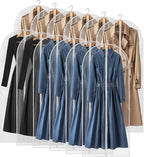 55" All Clear Garment Bags for Hanging Clothes, 12 Packs Dress Bags for Gowns, Plastic Waterproof Garment Covers with Zipper for Long Coats, Dresses, Trench (Set of 12)