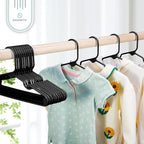 Sharpty Kids Plastic Hangers, Children's Hangers for Baby, Toddler, and Child Clothes - Everyday Standard Use - Ideal for Boys and Girls Closet, Clothing, Pants, Coats, and More - Black, 40 Pack