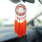 Mini Dream Catcher for Car Orange, Car Charms for Rear View Mirror Small Dream Catchers for Adults Crystal Home Wall Decor
