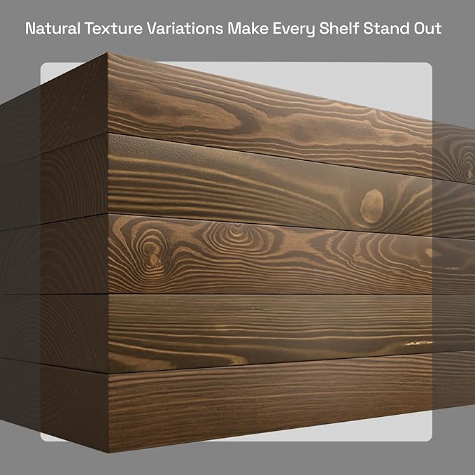 BAOBAB WORKSHOP Wood Floating Shelves for Wall 30 Inches Long, Solid Wooden Bathroom Shelf Large, Heavy Duty Wall Shelf 30 Inch Kitchen Bedroom Rustic Farmhouse, Walnut Shelves, 30W × 6.7D, Set of 2