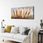 Vintage Boho Reed Canvas Wall Art Abstract Nature Plant Wall Decor Minimalist Botanical Prints Pictures Dried Reeds Flowers Poster Painting Artwork for Living Room Bedroom Home Decoration 24x48"