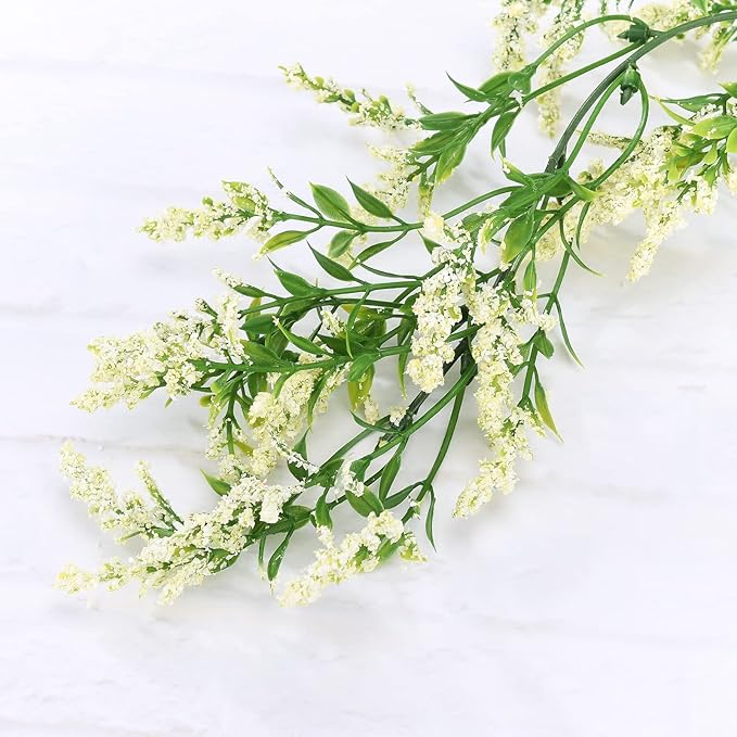 2 Pcs Artificial Lavender Teardrop Rattan, Spring Summer Front Door Hanging Floral Swags for Wall Basket Filler, Garden Home Easter Decoration-28.7in(White)