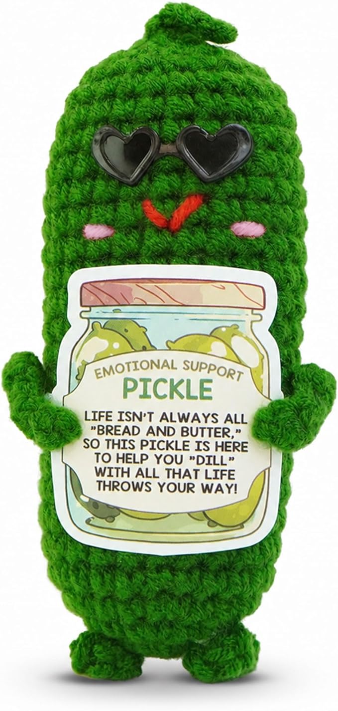OASSIE Inspirational Gifts for Women Men - Emotional Positive Pickle Crochet - Funny Birthday Relaxation Gifts for Women Daughter Sister Friend Coworkers Teachers Nurses