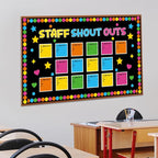Pajean Staff Shout Out Bulletin Board Decorations Employee Shout Out Classroom Decor Attendance Bulletin Board Set with Appreciation and Recognition DIY Craft Cutouts for Welcome Back School Supplies