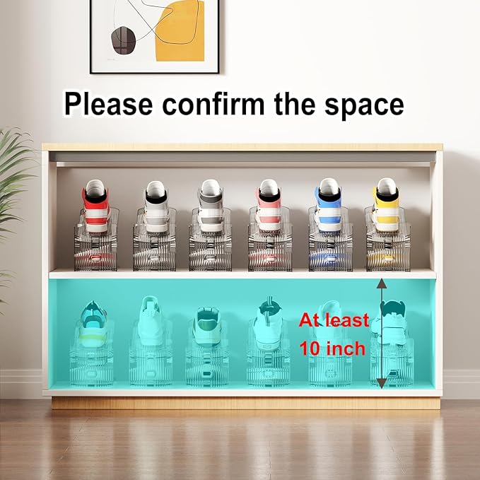 20 Pack Clear Shoe Slots Organizer Adjustable Shoe Stackers for a Pair of Shoes Rack Storage Shoe Space Saver 52% Shoe Hold Shoe Organizer for Closet
