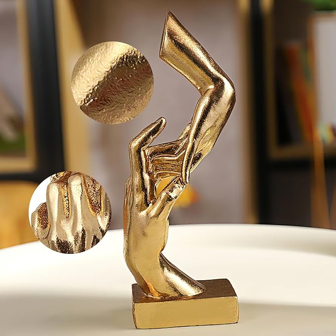 Golden Hands Sculpture Elegant Resin Home Decor Hands Statues Versatile Love Ornament,Perfect for Bedroom, Office Desktop, Cabinets,Wedding (Hold Hands)