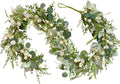 70-inch Summer Garland Green Eucalyptus Leaves with White Fruits Thorns Garland Spring Summer Vine for Front Door Fireplace Dining Table Home Decor, Wedding Arch Party Festival Decor
