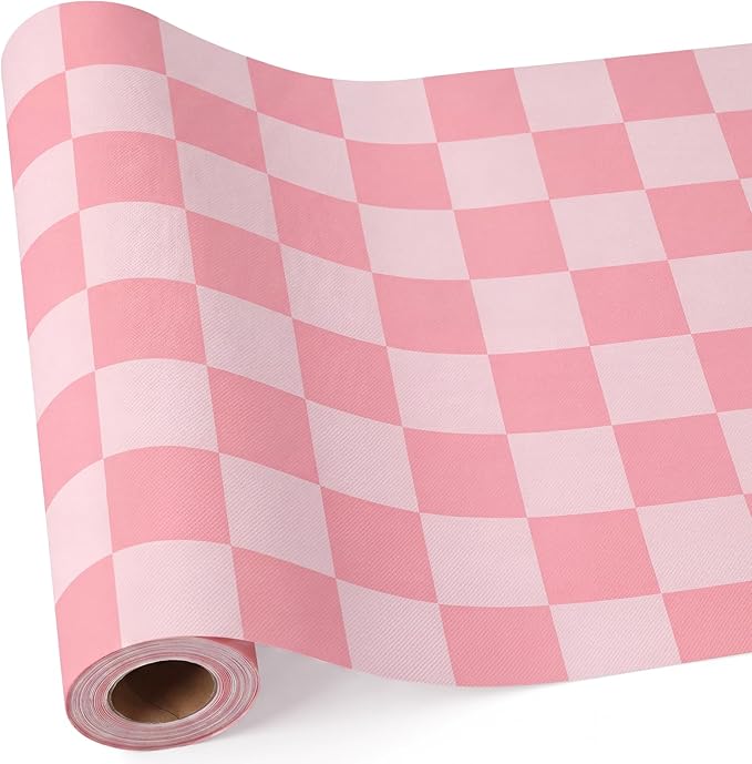 Hahafelt 16 in x 40 Ft Fabric Bulletin Board Roll Pink Plaid Bulletin Board Classroom Non Woven Background Decorations Waterproof Wrinkle Resistant Fabric Roll for Back to School Wall Decor