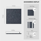 TSJOFFICE Large Cork Board for Wall - 48" x 36" Bulletin Board with 50 Pushpins for Office Decor, Pin Board 12 Pack Felt Wall Tiles with Safe Removable Adhesive Tabs, Corkboard for Home Office - Grey