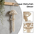 Macramé Wall Hanging, Rope-Woven Jellyfish Decor, Dream Catchers, Creative Wall Decor Accents (White)