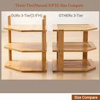 3-Tier Expandable Bamboo Corner Shelf - Dish/Plate Organizer for Cabinet, Kitchen Counter Shelf & Small Kitchen Shelf, Adjustable (White, 1-Pc 3.90" H)