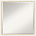 Amanti Art White Wall Mirror 22x22 Morgan White Gold Square Bathroom Mirror for Wall Decor Living Room, Medium Modern Wood Frame, Hangs Horizonally and Vertically, Bathroom Decor, Beveled Edge