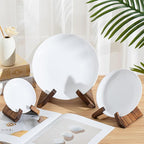 Honeydak 3 Pack 3 Size Bowl Stands for Display - 3.5, 4.5, 6.5 Inch Wooden Plate Holders Easel Frame Holder Display Stand for Large Deep Platters Dishes, Mini Easel, Frame, Card, Plaque, Book