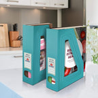 Acrimet Magazine File Holder Bin Storage, Vertical Rack for Documents, Folders and Mail, Durable Plastic Desk Organizer for Office & Home (Solid Green Color) (2 Pack)