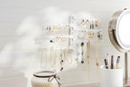6-Tier 6" Wall Jewelry Organizer, Command Strips included for Easy Hanging, 120 Hole Earring Organizer, Necklace Organizer, Bracelet Holder, Ring Holder, Rotating Branches (White 6-TIer)