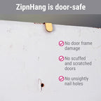 Zip 'n Hang Wreath Hanger for Front Door – Damage Free Adjustable Door Wreath Hanger for Glass, Screen & Standard Doors, Christmas Wreath & Decor Hook (White - 3 Pack)