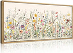 Large Floral Wall Art Framed Colorful Wildflower Wall Paintings Flower Artwork Floral Art Prints Wildflower Pictures Flowers Wall Decor for Living Room Bedroom Office Farmhouse 20x40 Inches Gift