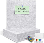 6 Pack Cork Board Felt Bulletin Board with 60 Push Pins, 1/2" Thick Pinboard Square Tiles for Wall Organizer - Home Office Classroom Decor, Photo Display, Memo Board (11.8"x11.8"- Light Grey)