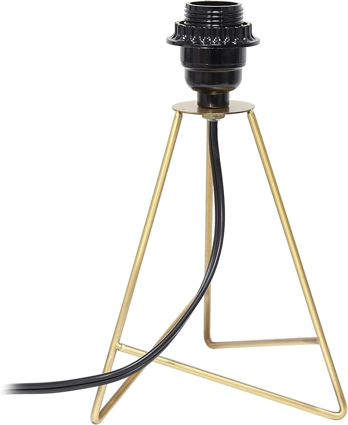 Simple Designs LT2066-GDW-LB 14" Down to The Wire Table Lamp for Bedroom, Living Room, Entryway, Office, Gold with White Shade, with Feit LED Bulb Included