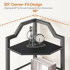 HOOBRO Narrow Corner Shelf Stand, 5-Tier Corner Shelf, 63” Tall Multipurpose Corner Bookshelf, Standing Display Shelf Plant Stand, for Living Room, Study, Kitchen, Black BB100CJ01