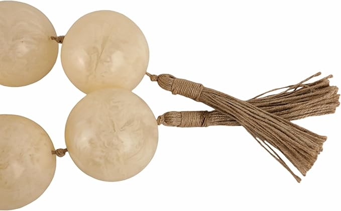 Rustic Swirled Resin Bead Garland for Home Decor and Bathroom - Sculpted Neutral Styling for Office, Room and Living Room - Oversized Display for Shelf and Coffee Table Layering Accent - 3", White
