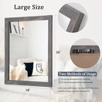 AAZZKANG Wooden Mirror Rectangle Rustic Mirrors for Wall Decorative for Bedroom Bathroom Living Room Entryway Hanging Home Decor 26"x18"