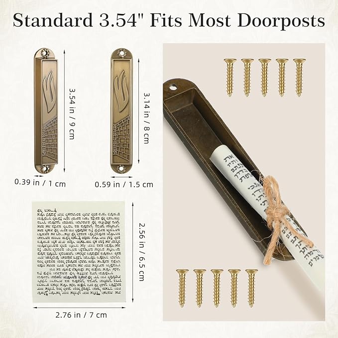 MAGICLULU 5-Pack Door Mezuzah with Kosher Scroll, Screw Mount Metal Mezuzah Case - 3.54 Inch Tall Jewish Mitzvah Mezuza Plaque for Front Doorpost Entrance, Religious Housewarming Gift