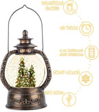 Christmas Tree Snow Globe Lantern-Glittering Light Up Musical Snow Globe Christmas Decorations, 6H Timer, USB & Battery Operated, Christmas Trees Indoor Home Décor