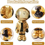 Dosker Astronaut Statues Spaceman Sculpture Polyresin Arts Gifts Gold Figurine Ornament Room Decor for Men,Home and Crafts Desktop Accessories Tabletop Decoration, Living Room, Office, Bookshelf
