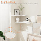 Homode Corner Floating Shelves, Set of 3 Corner Wall Shelves with Wire Hole, L-Shaped Wood Hanging Storage Shelf for Wall Decor, for Bathroom Kitchen Bedroom, White