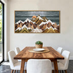 BINCUE Boho Mountain Wall Art Framed Mountain Landscape Canvas Artwork Rustic Mountains Wall Pictures Large Landscape Wall Decor Farmhouse Art Prints for Living Room Bedroom Bathroom Office Farmhouse 20x40 Inch