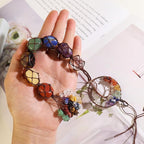 Handmade Crystal Window Car Hanging Ornaments 7 Chakra Home Decoration Feng Shui Ornament Yoga Meditation Car Decoration Tumbled Palm Stones (Style14)
