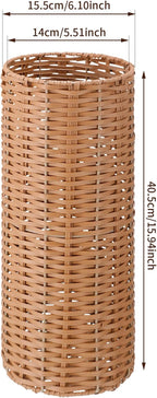 Weysat Woven Umbrella Stand for Entryway Handmade Umbrella Holder Freestanding Cane Stand Natural Color Decorative Umbrella Rack Tall Basket for Laundry Bathroom(Rattan, Cylindrical Style)