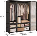 Portable Closet,Portable Closets for Hanging Clothes,Japanese Style Wardrobe with 3 Hanging Rods,9 Storage Shelves,56.2" L x 17.7" W x 65.1" H,Black