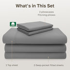 California Design Den Split King Sheet Set - 100% Cotton, 600 Thread Count, Breathable Luxury King Size Sheets for Adjustable Bed, Luxury Hotel-Quality Sheets with Soft Sateen Weave - Mist Grey