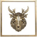 JJALIGHTS Exquisite Resin Animal Head Wall Sculpture (Gift Metal Frame) - Imitation Copper Vintage Decor for Living Room, Bedroom & Office | Decorative Wall Hanging Art (Wendigo)