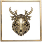 JJALIGHTS Exquisite Resin Animal Head Wall Sculpture (Gift Metal Frame) - Imitation Copper Vintage Decor for Living Room, Bedroom & Office | Decorative Wall Hanging Art (Wendigo)