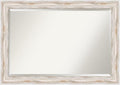 Amanti Art White Wall Mirror 29x41 Alexandria White Wash Rectangle Bathroom Mirror for Wall Decor Living Room, Large Cottage Wood Frame, Hangs Horizonally and Vertically, Bathroom Decor, Beveled Edge