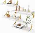 YGEOMER White Shelves for Wall, Different Sizes Wall Floating Shelves for Living Room, Bathroom, Bedroom, Kitchen, Home Decor (Set of 4)