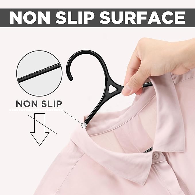 Utopia Home Clothes Hangers - Standard Plastic Hangers Space Saving - Durable Coat Hangers 20 Pack (Black)