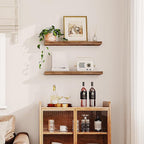 HOOBRO Floating Shelves for Wall, Wall Mounted Shelf Set of 2, 31.5" Hanging Shelf with Invisible Brackets, for Wall Storage in Bathroom Bedroom Kitchen Living Room Office, Rustic Brown BF80BJP201