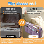 Armchair Caddy, Sofa Armrest Organizer, Non Slip Recliner Organizer, Remote Control Holder for Recliners, Recliner Arm Caddy with 14 Pockets Storage for TV Remote, Phone, Magazine (Purple)