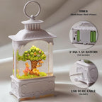 Easter Snow Globe Lantern Bunny Tree with Timer, USB and Battery Powered, Easter Decorations for Home Bunny Eggs Tree Chicken